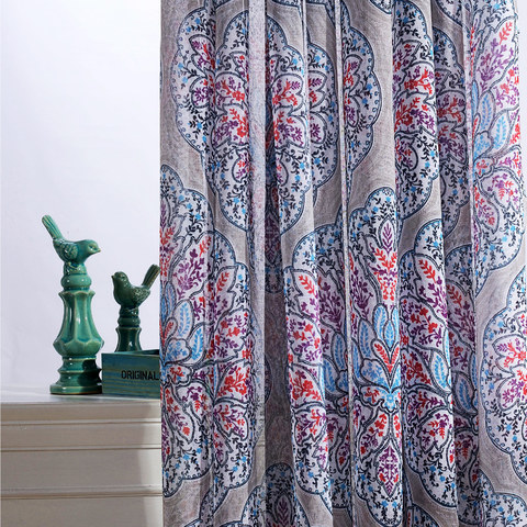 print semi sheer curtain