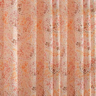 Orange Starburst Paisley Patterned Sheer Voile Curtain 3