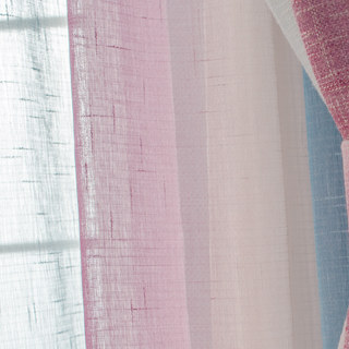 Sea Breeze Cocktail Sea Blue and Tropic Pink Striped Sheer Voile Curtain 3