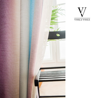 Sea Breeze Cocktail Sea Blue and Tropic Pink Striped Sheer Voile Curtain 5