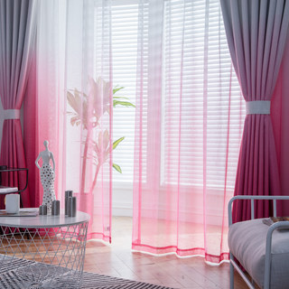 The Perfect Blend Ombre Pink Textured Sheer Voile Curtain 6