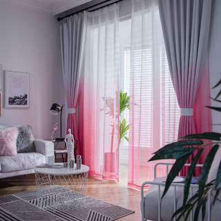 The Perfect Blend Ombre Pink Textured Sheer Voile Curtain 5