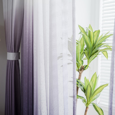 The Perfect Blend Ombre Purple Textured Sheer Voile Curtain 1