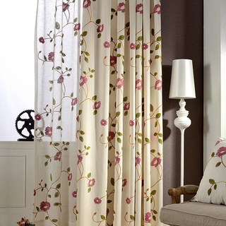 Floral Journey Pink Embroidered Sheer Voile Curtain 3