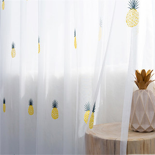 Calypso Tropical Pineapples Embroidered Voile Curtain 2