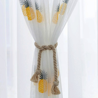 Calypso Tropical Pineapples Embroidered Voile Curtain 3