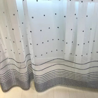 Embroidered Blue Grey Dotted Dot Voile Curtain 2