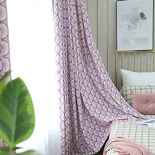 Hello Sunshine Modern Art Deco Pink Floral Curtain 2