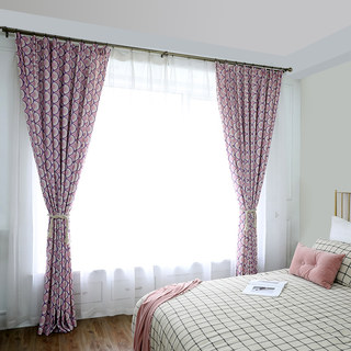 Hello Sunshine Modern Art Deco Pink Floral Curtain 3