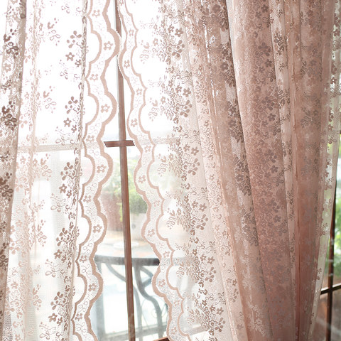 Lace Curtain Posey Pastel Pink Net Curtains 1