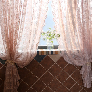 Lace Curtain Posey Pastel Pink Net Curtains 2