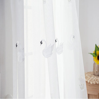 Royalty Sheer Voile Curtains With Embroidered White Swans 4