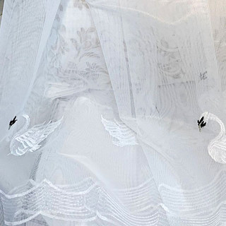 Royalty Sheer Voile Curtains With Embroidered White Swans 6