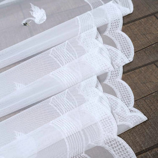 Royalty Sheer Voile Curtains With Embroidered White Swans 7