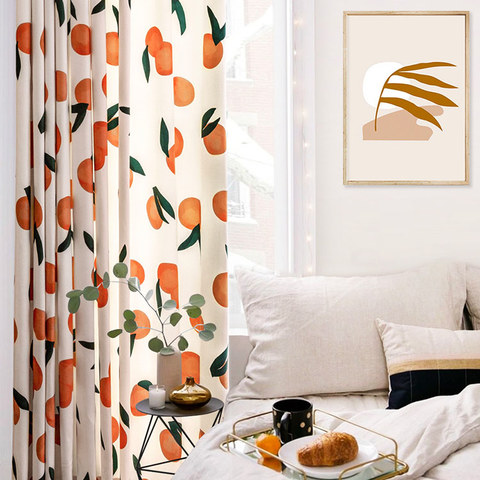 The Happiest Colour Orange Linen Style Curtain 1