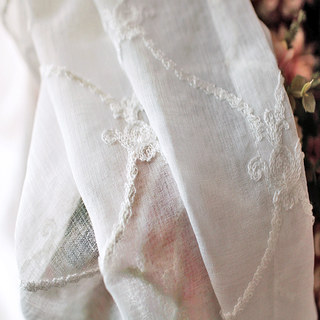 Fleur White Sheer Voile Curtains with Embroidered Trellis and Royal Detailing 6