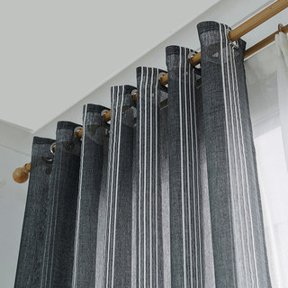 Urban Melody Striped Charcoal Grey Voile Curtain 4