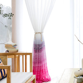 Brush Strokes Pink Sheer Voile Curtains