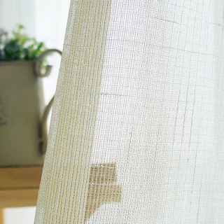 Subtle Gold Textured Sheen Cream Sheer Voile Curtain