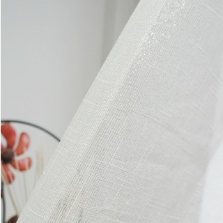 Subtle Silver Textured Sheen White Sheer Voile Curtain 4