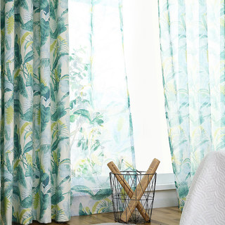 Swaying In The Breeze Green Palm Tree Leaf Voile Sheer Curtain 2