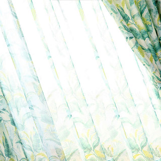 Swaying In The Breeze Green Palm Tree Leaf Voile Sheer Curtain 4