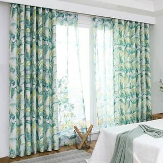 Swaying In The Breeze Green Palm Tree Leaf Voile Sheer Curtain 3
