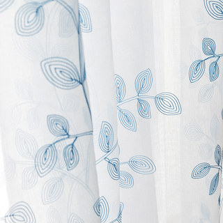Winter Branches Blue Embroidered Sheer Voile Curtain 4