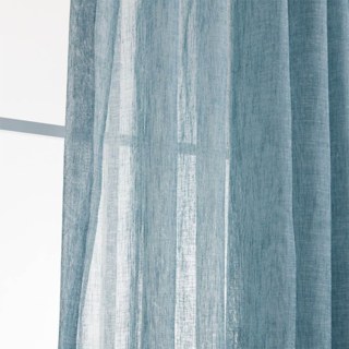 Daytime Textured Weaves Dusky Blue Sheer Voile Curtain 1