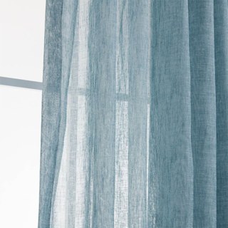 Daytime Textured Weaves Dusky Blue Sheer Voile Curtain