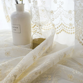 Royally Gold Intricate Detailed Embroidered Sheer Voile Curtain 3
