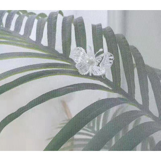 Graceful Butterfly Glass Pearl Beaded White Embroidered Voile Curtain 6