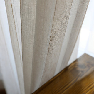 Natures Hug Sand and Mist Cream Textured Striped Linen Voile Curtain 6