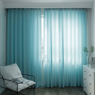 Satiny Touch Baby Blue Voile Curtain 2