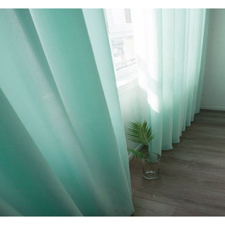 Silk Road Light Turquoise Green Textured Chiffon Voile Curtain 3