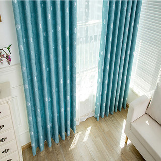 Lucky Clovers Blackout Dusky Blue Curtains 2