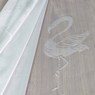 Elegant Flamingos Ivory Jacquard Net Sheer Curtain