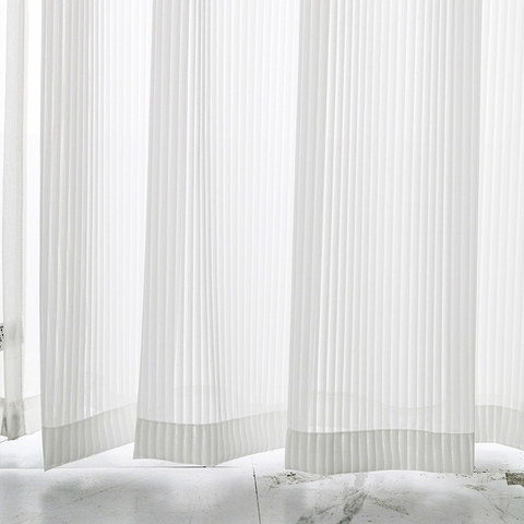 Sun Rays Bold Striped White Chiffon Sheer Curtain 1