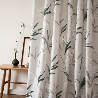 Bringing the Garden Indoors Light Grey Bamboo Floral Jute Style Curtain 3