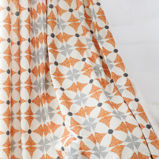 Field of Petals Mid Century Modern Orange Geometric Pattern Curtain