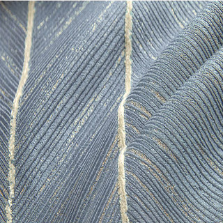 New Look Luxury Art Deco Herringbone Blue Grey & Gold Sparkle Curtain 5