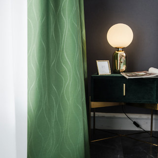 Rippled Waves Superthick Olive Green Blackout Curtain 9