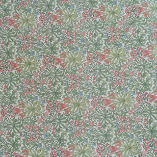 William Morris Green Floral Jute Style Curtain 10