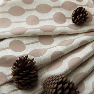 Beaded Lines Light Brown Polka Dots and Stripes Chenille Curtain