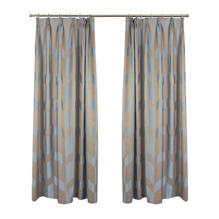 Great Gatsby Luxury Art Deco Greyish Blue Chevron Curtain 7