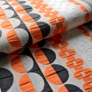 Obsessed with Polka Dots Modern 3D Jacquard Orange Black Geometric Patterned Curtain