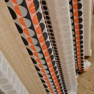 Obsessed with Polka Dots Modern 3D Jacquard Orange Black Geometric Patterned Curtain 5