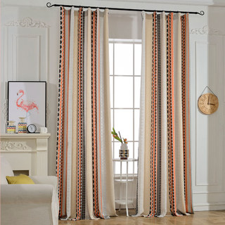 Obsessed with Polka Dots Modern 3D Jacquard Orange Black Geometric Patterned Curtain 2