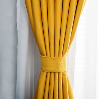 Rippled Waves Superthick Lemon Yellow Blackout Curtain 2