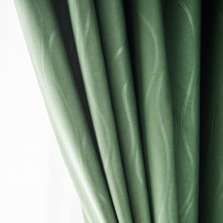 Rippled Waves Superthick Olive Green Blackout Curtain 4